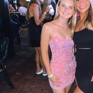 Lucy in the sky pink iridescent sequin dress size xs